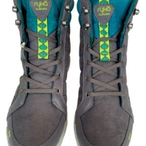 NWOB  Ryka Aurora Slate Grey High Top Quilted with Teal Sneakers. These Shoes Pr